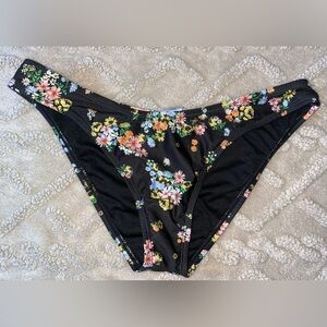 Women’s Black Floral Bikini Bottoms - Social Angel, Size XL